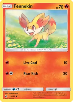 Fennekin Pokemon card from Forbidden Light