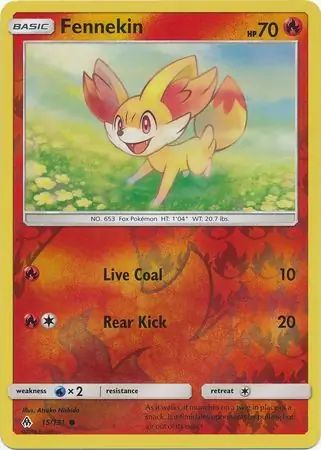 Fennekin Reverse Holo Pokemon card from Forbidden Light