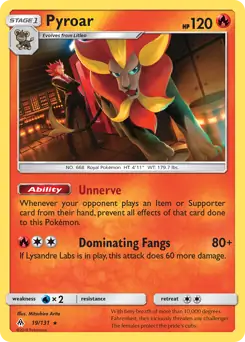 Pyroar Pokemon card from Forbidden Light