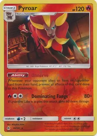 Pyroar Reverse Holo Pokemon card from Forbidden Light