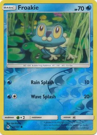 Froakie Reverse Holo Pokemon card from Forbidden Light