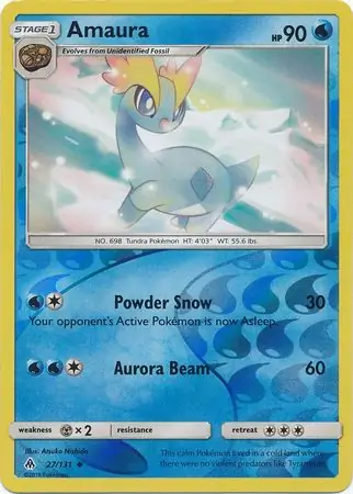 Amaura Reverse Holo Pokemon card from Forbidden Light