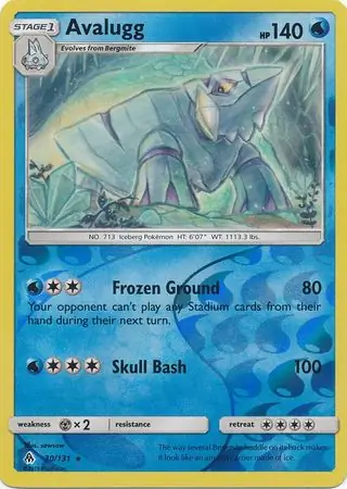 Avalugg Reverse Holo Pokemon card from Forbidden Light
