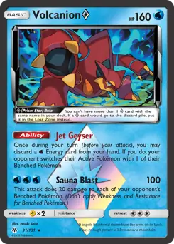 Volcanion Prism Star Pokemon card from Forbidden Light