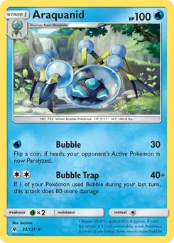 Araquanid Pokemon card from Forbidden Light