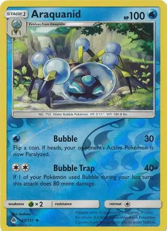 Araquanid Reverse Holo Pokemon card from Forbidden Light
