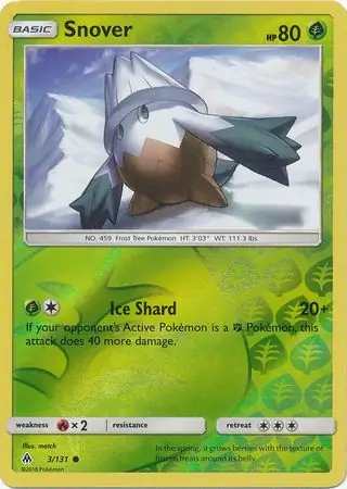 Snover Reverse Holo Pokemon card from Forbidden Light