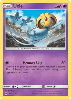 Uxie Pokemon card from Forbidden Light
