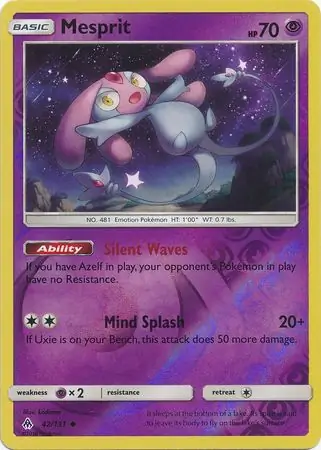 Mesprit Reverse Holo Pokemon card from Forbidden Light