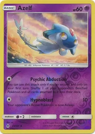 Azelf Reverse Holo Pokemon card from Forbidden Light