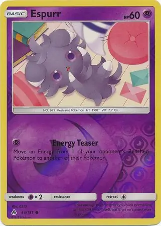Espurr Reverse Holo Pokemon card from Forbidden Light