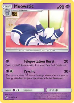 Meowstic Pokemon card from Forbidden Light