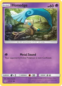 Honedge Pokemon card from Forbidden Light
