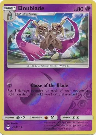 Doublade Reverse Holo Pokemon card from Forbidden Light
