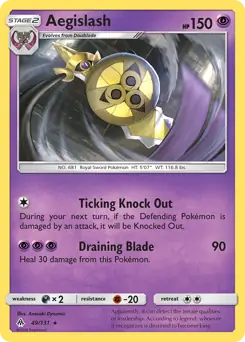 Aegislash Pokemon card from Forbidden Light