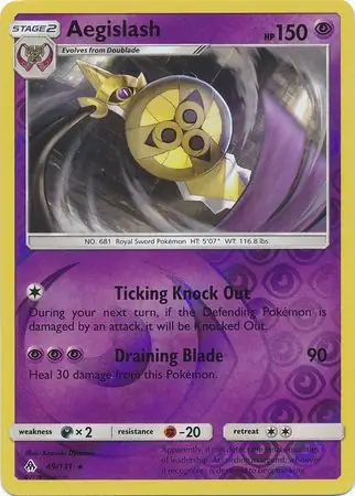 Aegislash Reverse Holo Pokemon card from Forbidden Light