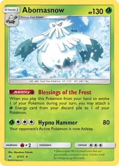Abomasnow Pokemon card from Forbidden Light