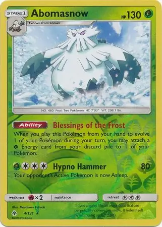 Abomasnow Reverse Holo Pokemon card from Forbidden Light
