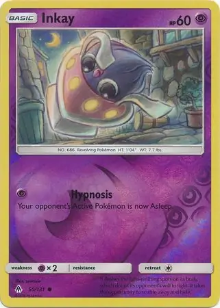 Inkay Reverse Holo Pokemon card from Forbidden Light