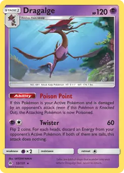 Dragalge Pokemon card from Forbidden Light