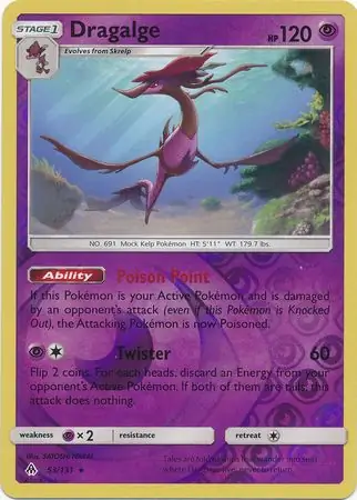 Dragalge Reverse Holo Pokemon card from Forbidden Light