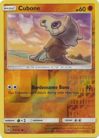 Cubone Reverse Holo Pokemon card from Forbidden Light