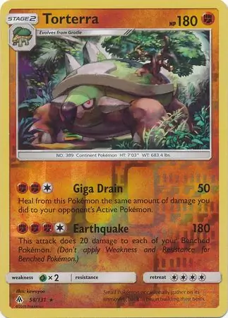 Torterra Reverse Holo Pokemon card from Forbidden Light
