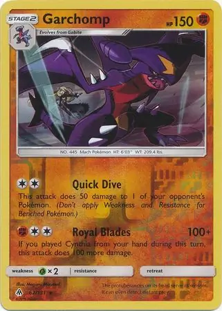 Garchomp Reverse Holo Pokemon card from Forbidden Light