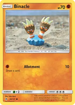 Binacle Pokemon card from Forbidden Light