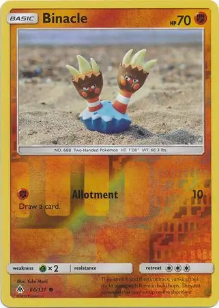 Binacle Reverse Holo Pokemon card from Forbidden Light