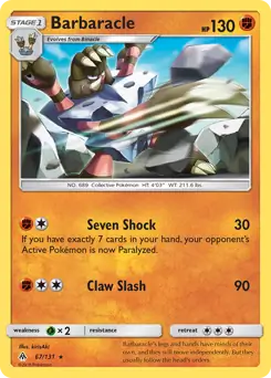 Barbaracle Pokemon card from Forbidden Light