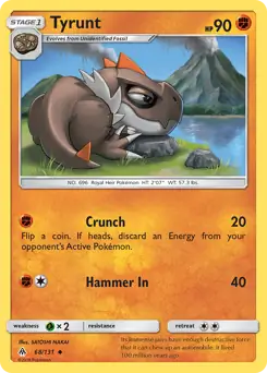 Tyrunt Pokemon card from Forbidden Light