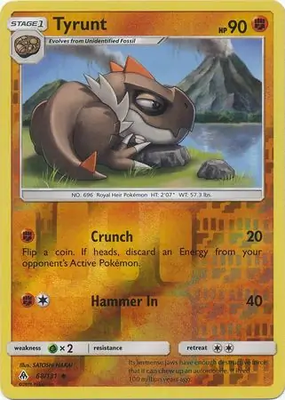 Tyrunt Reverse Holo Pokemon card from Forbidden Light