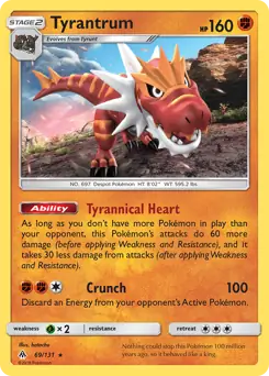 Tyrantrum Pokemon card from Forbidden Light