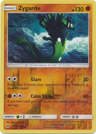 Zygarde Reverse Holo Pokemon card from Forbidden Light