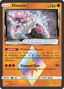 Diancie Prism Star Pokemon card from Forbidden Light