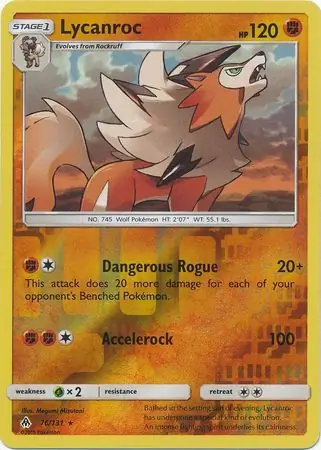 Lycanroc Reverse Holo Pokemon card from Forbidden Light
