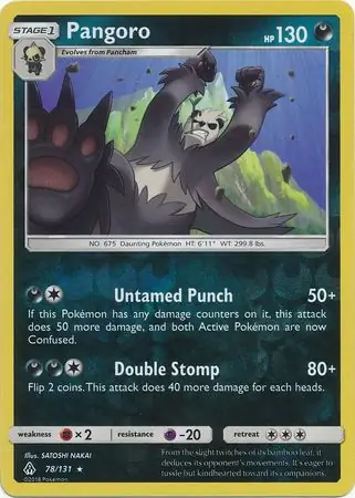 Pangoro Reverse Holo Pokemon card from Forbidden Light