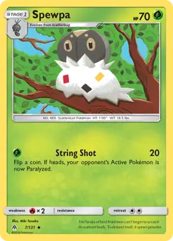Spewpa Pokemon card from Forbidden Light