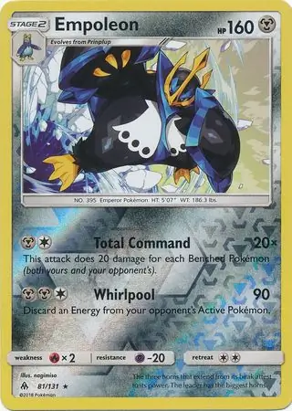 Empoleon Reverse Holo Pokemon card from Forbidden Light