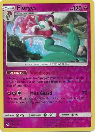 Florges Reverse Holo Pokemon card from Forbidden Light