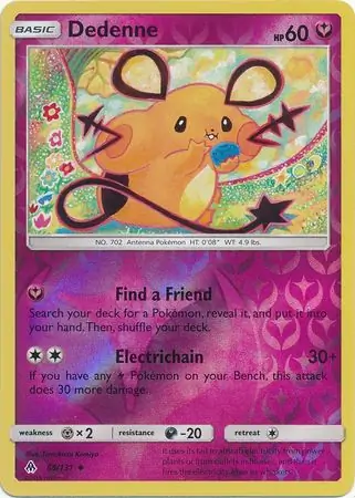 Dedenne Reverse Holo Pokemon card from Forbidden Light