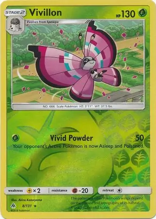 Vivillon Reverse Holo Pokemon card from Forbidden Light