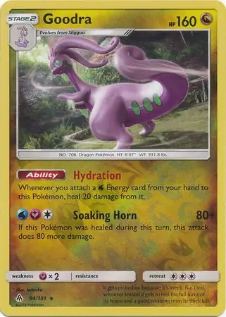 Goodra Reverse Holo Pokemon card from Forbidden Light