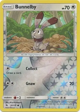 Bunnelby Reverse Holo Pokemon card from Forbidden Light