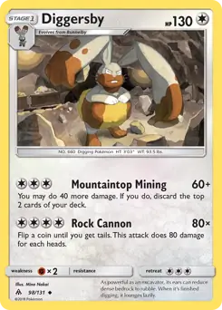 Diggersby Pokemon card from Forbidden Light