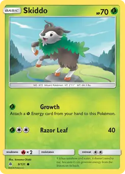 Skiddo Pokemon card from Forbidden Light