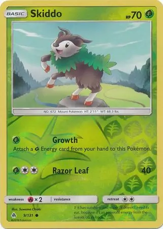 Skiddo Reverse Holo Pokemon card from Forbidden Light