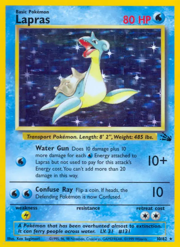 Lapras Holo Pokemon card from Fossil