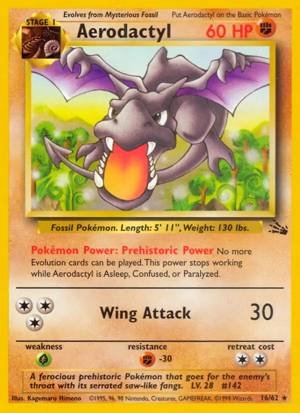 Aerodactyl Pokemon card from Fossil